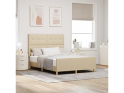 Vidaxl Estrutura Da Cama Com Cabeceira Creme 140 X 200 Cm Tecido