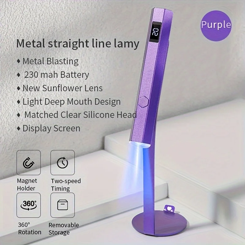 Secador De Unhas Portátil E Recarregável Com Lâmpada Led, Visor E Suporte.