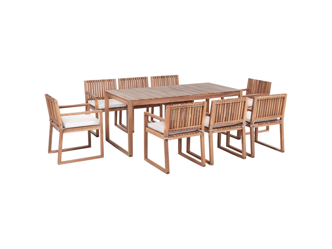 Conjunto De Comedor Exterior 8 Plazas Beliani Sassari Premium De Madera De Acacia Certificada Marrón 180x90x75
