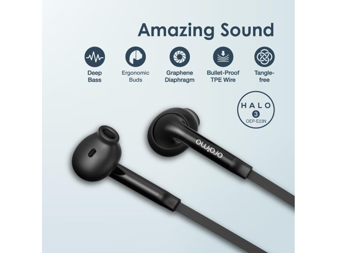 Auriculares Intrauditivos Oraimo Halo 3 Con Micrófono, Transductores Dinámicos de 12 Mm Y Control Remoto de 3 Botones.