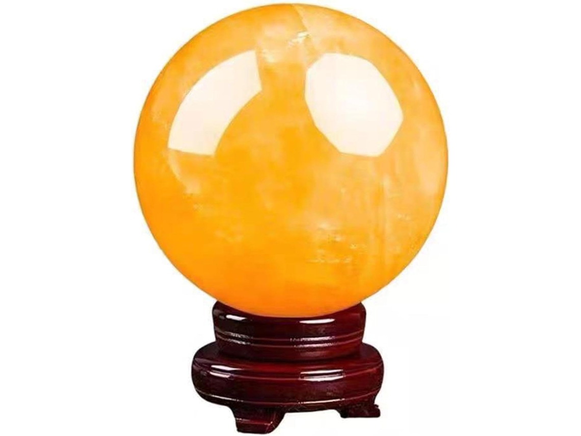 Boule De Cristal Naturel Esfera De Calcite Jaune Esfera Decorativa Em Boule De Pierres Précieuses Polies Com