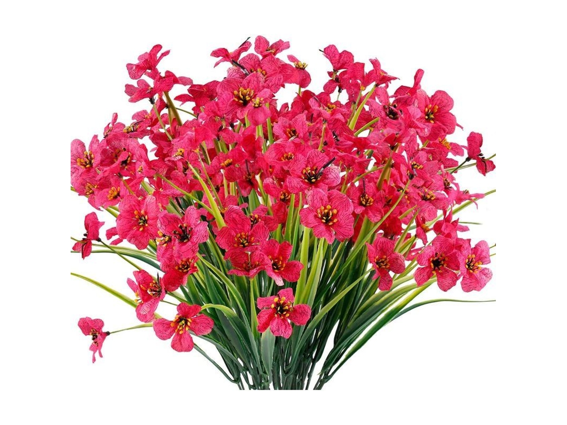 12 Ramilletes Flores Artificiais UV Resistentes Plástico Decoração Jardim Varanda Nova Line S/MARCA