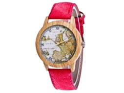 Reloj De Pulsera Casual De Cuarzo Con Correa De Denim Simple Y Moderno Rojo