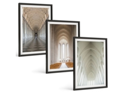 Quadros Decorativos Para Parede Interiores De Prédios Históricos Moldura Preta Quadros Para A Sala De Estar Espelharte (3 Piezas De 40x60 Cm)