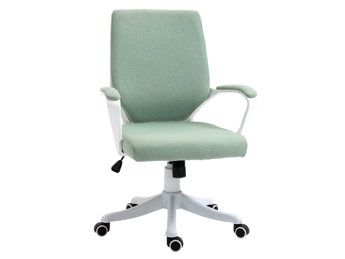Cadeira De Escritório Giratória Almofadada Com Balanço Em Poliéster Verde 62x69x92–100cm