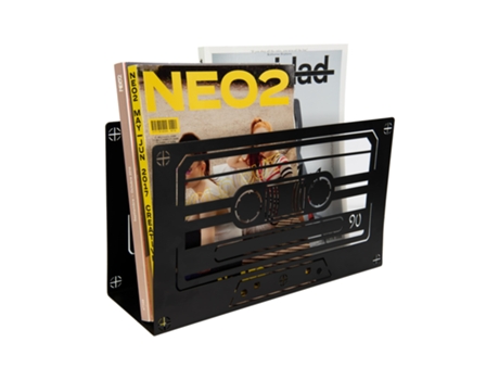 FISURA Porta-Revistas Original Cassete Moderno em Preto 35x11x20,4 cm Materiais: Metal