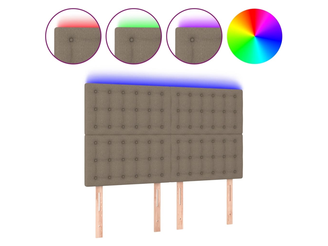 Cabeceira de Cama com Led Tecido Cinza acastanhado MAISON EXCLUSIVE (144x5x118 cm)