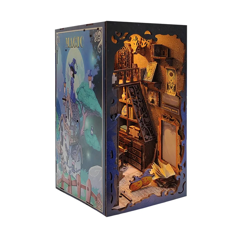 Cantinho Misterioso da Biblioteca , Casa de Bonecas 3d, Escola Mágica de Madeira MDUG (faça Você Mesmo)