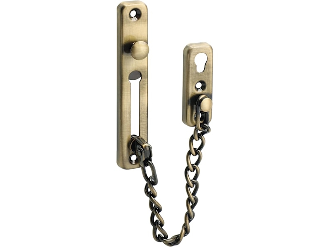 Fechadura Antirroubo Com Mola E Limitador De Corrente Parafusos Para Porta Interna, Acabamento Em Bronze Antigo