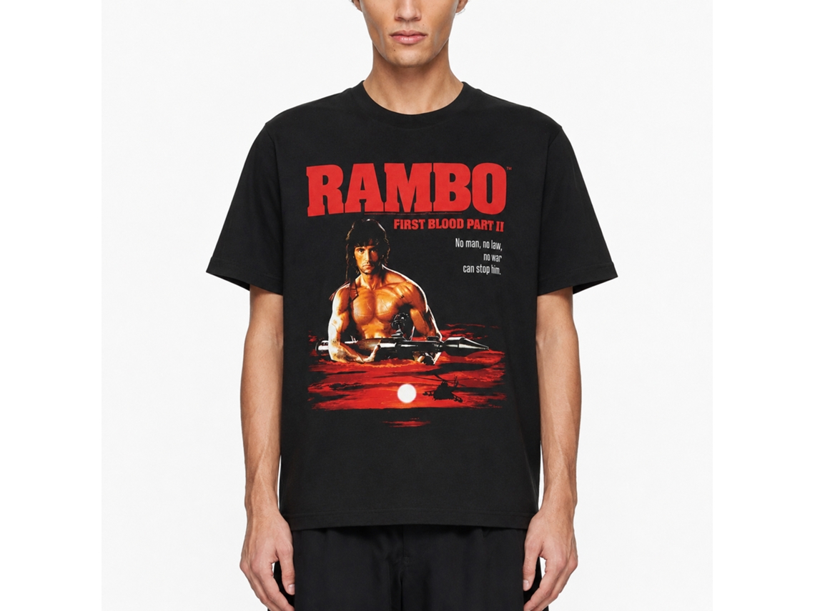 Rockinstone Rambo Movie Cant Stop Him Black Adult T-shirt Size:xl