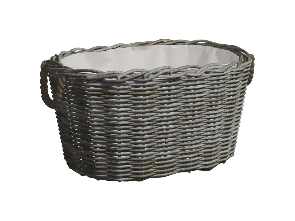 Vidaxl Cesto Para Lenha Com Pegas 59x42x28 Cm Salgueiro Cinzento