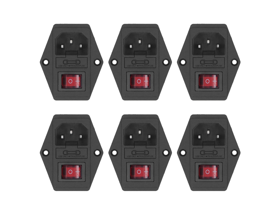 Módulo conector macho com 10A, IEC320 C14, indicador, para uso com interruptores S/MARCA