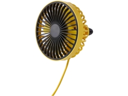 Ventilador Usb Para Carro Com Rotação De 360°, Luzes E 3 Velocidades Amarelo
