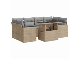 Conjunto de 7 Sofás para Jardim com Almofadões Vime Pe Bege MAISON EXCLUSIVE (7 pcs)