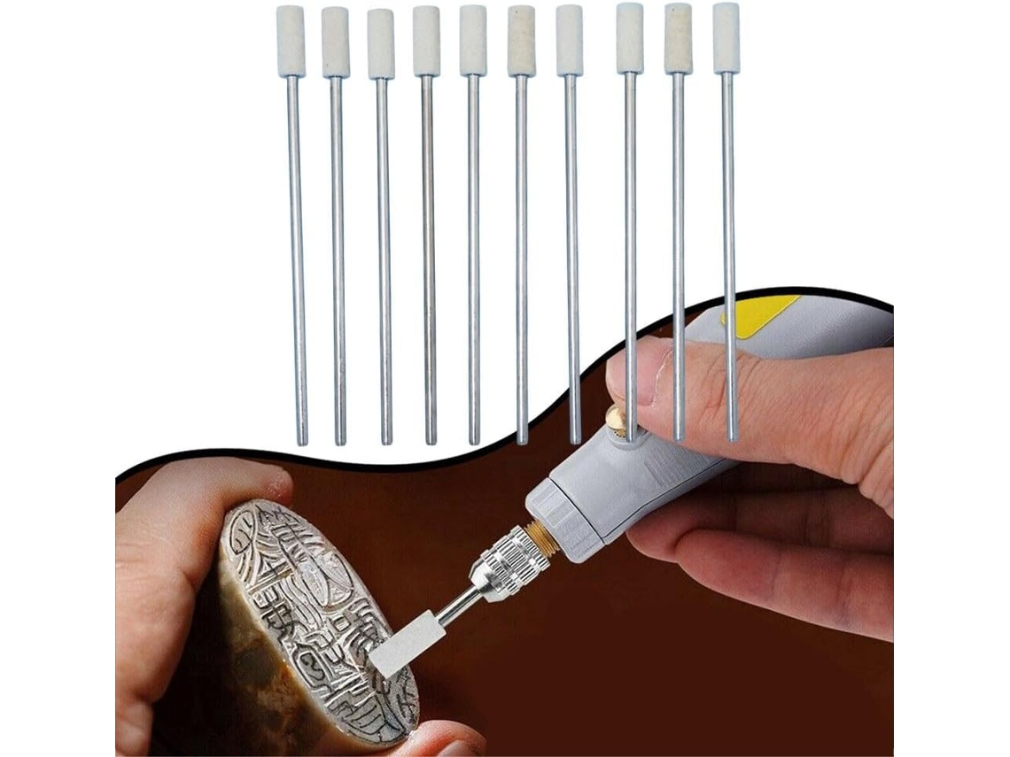 10-discos De Polimento Longos Feltro Lã, 10cm 4 Polegadas, Com Haste De 3mm Para Ferramentas Rotativas, Esmerilhadeiras