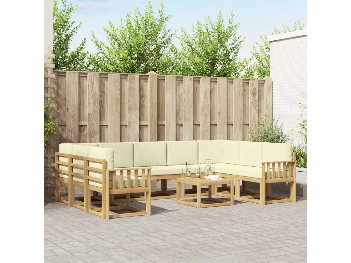 Vidaxl Conjunto De Sofás Para Exterior 10 Pcs Branco E Creme