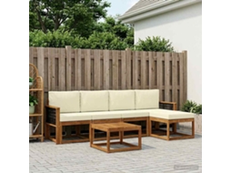 Vidaxl Conjunto De Sofás Para Exterior 6 Unid. Natural E Creme