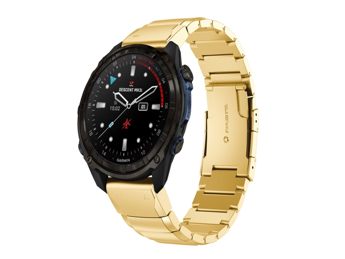 Pulseira para Garmin Descent Mk3i (51 mm) - Aço inoxidável - Carimbo de capacete Tartaruga (26 mm) Dourado