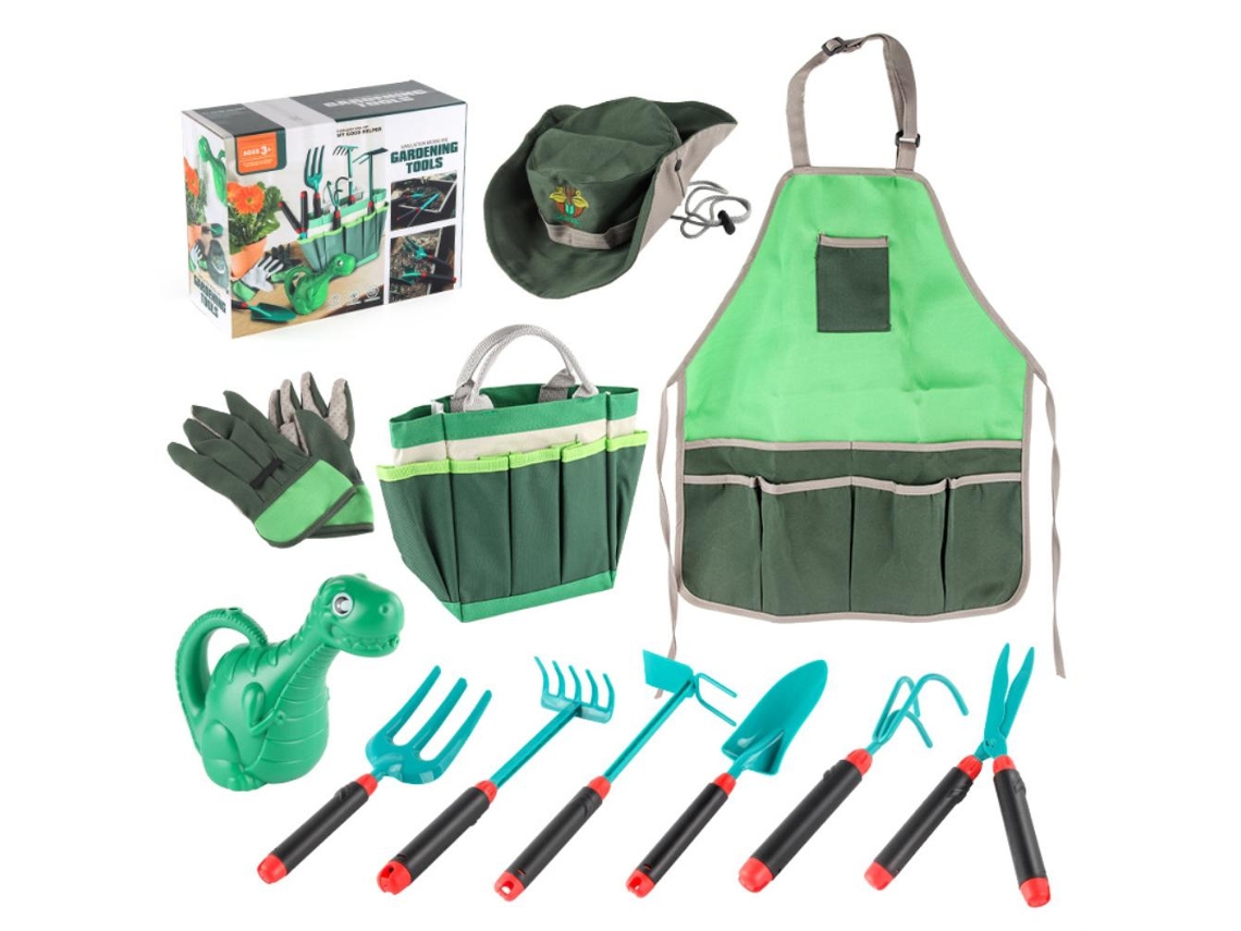 Primerox conjunto de Ferramentas de Jardinagem Infantil 11 Peças com Saco Brinquedos Jardim para Crianças 3+