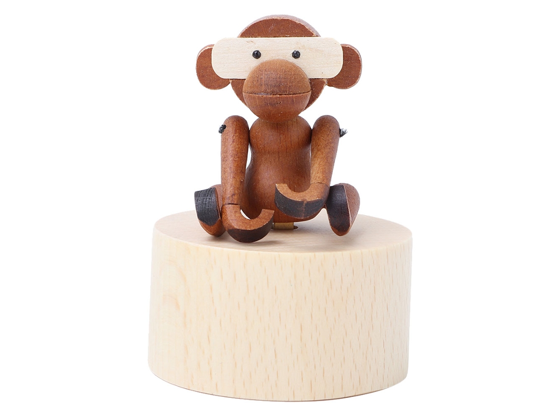Caixa de Música de Madeira Animais Fofos Brinquedo Presente Decor
