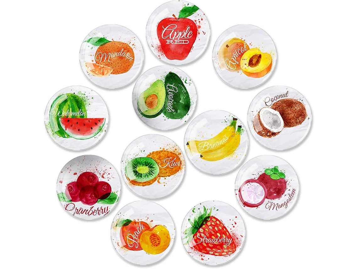 Pacote Com 12 Ímãs De Vidro Para Geladeira 30 Mm Aquaforge (fruta)