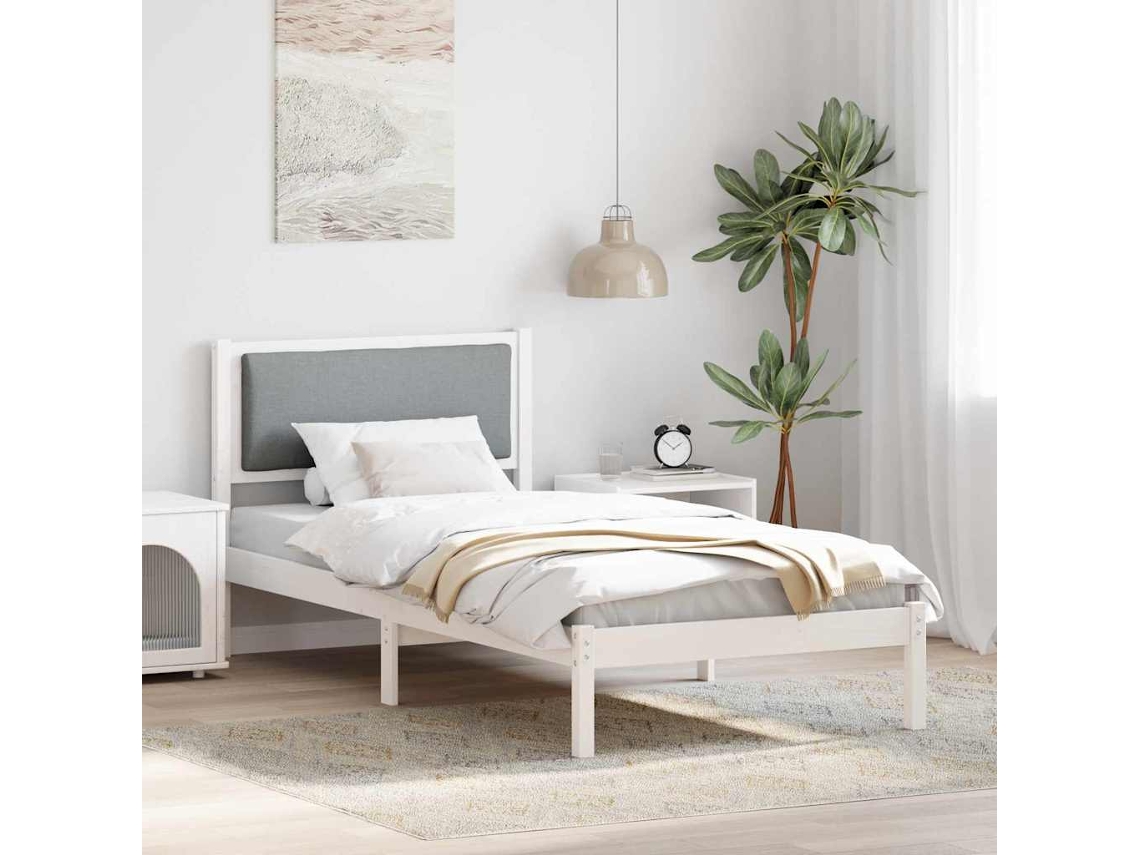 Vidaxl Estrutura Da Cama Com Cabeceira Cinzento-claro 90 X 190 Cm