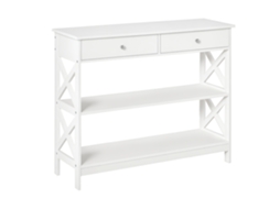 Mesa de Console com 2 Gavetas e 2 Prateleiras, Console de Entrada e Sala de Estar em Mdf, 100x30,5x80cm, Branco pt