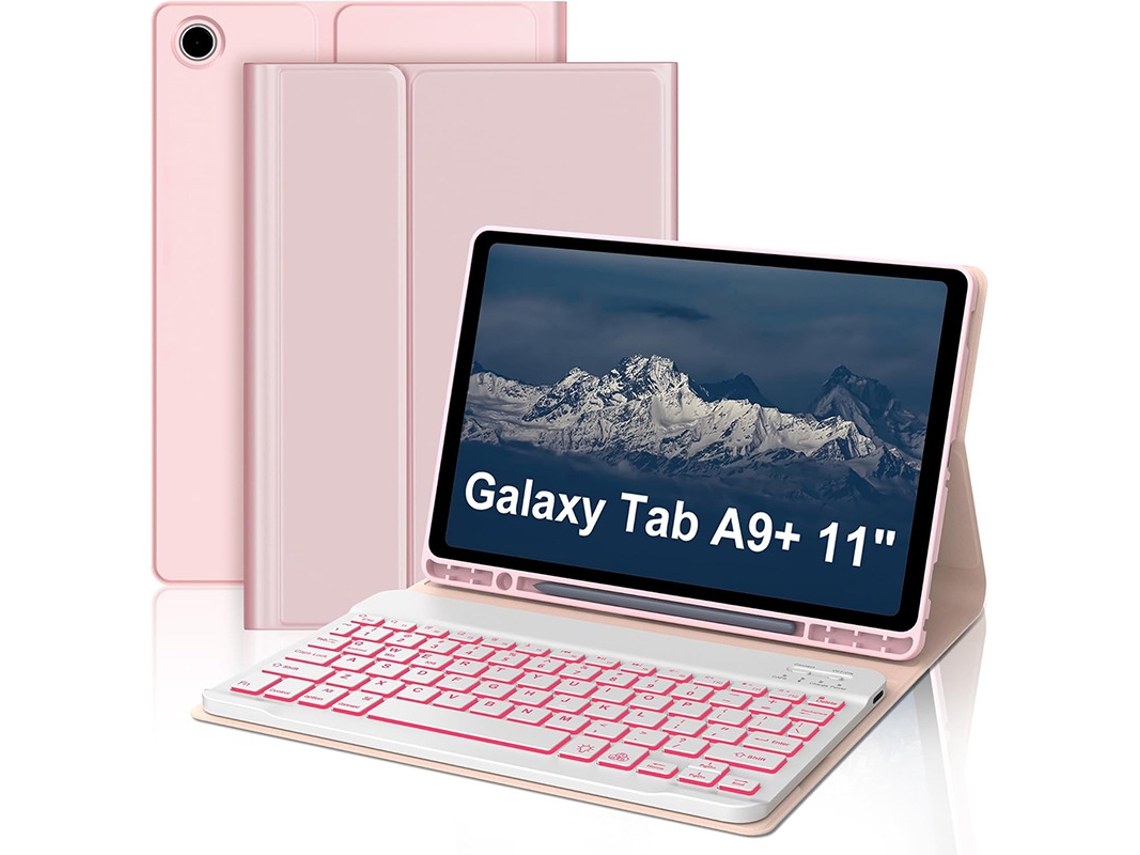Capa Com Teclado Bluetooth Retroiluminado Com Suporte Com Caneta Stylus, Couro