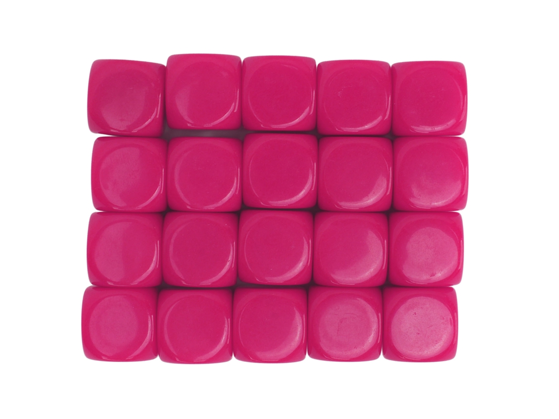 Dados de plástico brancos de 16mm com bordos arredondados, brinquedos didáticos, vermelho e rosa | S/MARCA