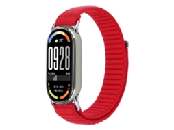 Bracelete Para Xiaomi Smart Band 10/9/8 - Nylon Trançado - Fecho De Velcro Vermelha