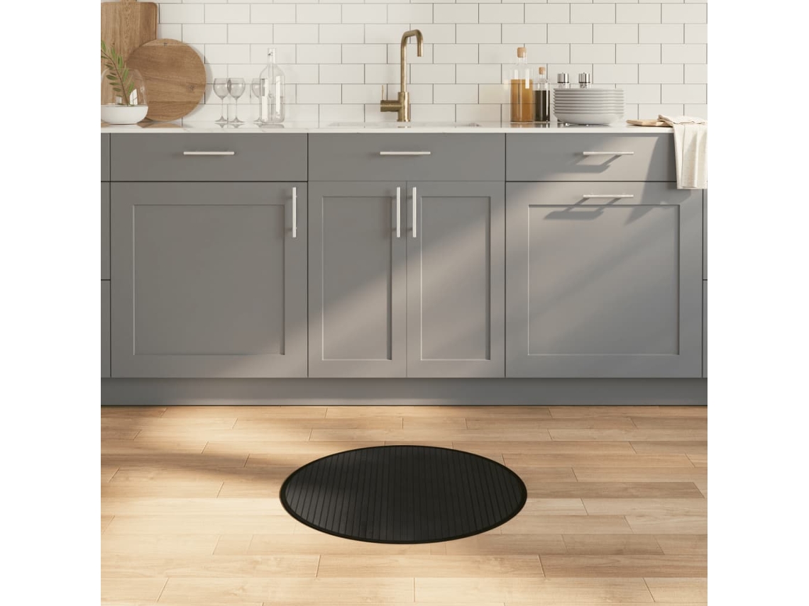 Vidaxl Tapete Redondo 60 Cm Bambu Preto