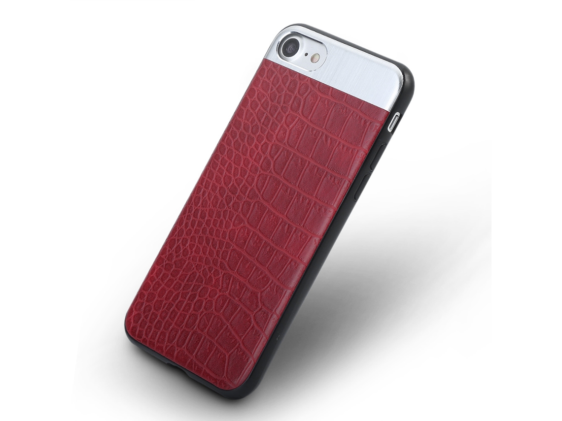 Capa LAXISCREED Iphone7 Couro Crocodilo Vermelha Antiaderente