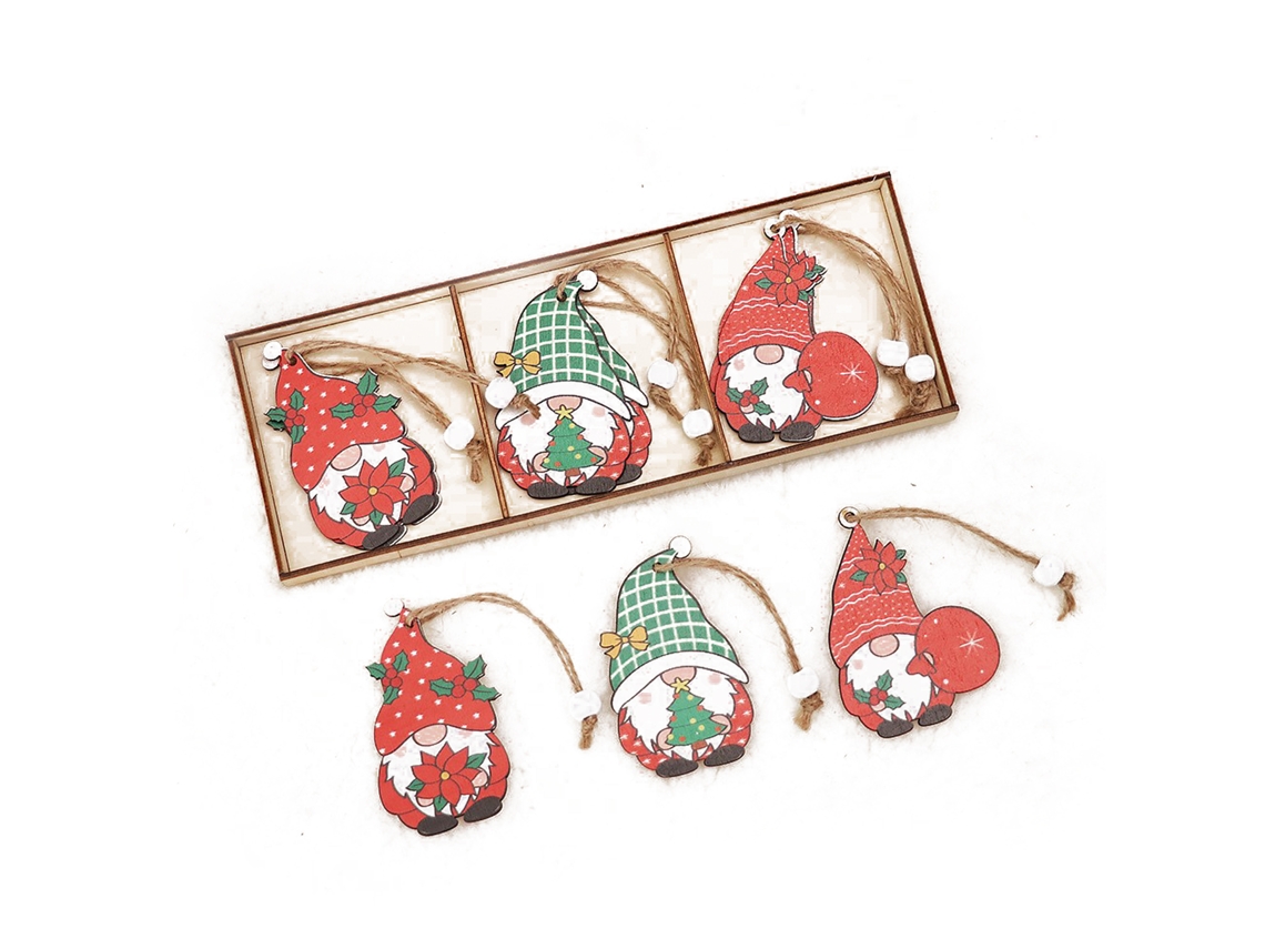 Laxiscreed Conjunto De 9 Decorações De Natal Em Madeira Com Pendurais Para Árvore Natalícia Elegante