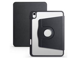 Capa Hengrongshen para iPad Air 13 (2024) com suporte giratório, couro sintético acrílico, preta (2025)