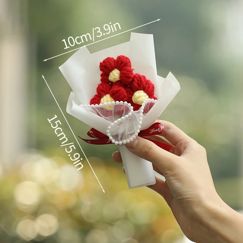Buquês em Miniatura de Profiteroles de Crochê, Buquês Finalizados À Mão, Arranjos Florais Tricotados. MDUG