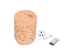Difusor de aromas de 300 ml com LED colorido, controle remoto, silencioso, 35 dB, design de madeira para casa e escritório.