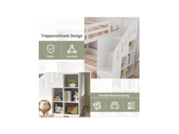 Beliche Infantil Duplo Multifuncional Com Escadas E Gavetas, Seguro E Estável, Sem Colchão, 90x200 Cm, Branco