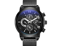 Reloj Hombre Bagari Correa Malla Deportiva Dial Redondo Cuarzo Negro Blanco
