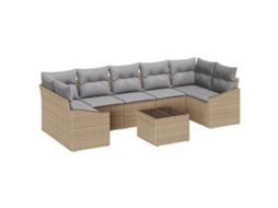 Conjunto 8 Móveis De Jardim Vidaxl Bege Vime Pe (289 X 123,5 X 85 Cm)