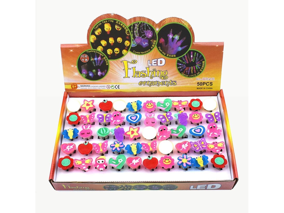 Rebe-50 Peças De Anéis Led Natalinos Bonitos Com Desenhos Animados Para Festa, Presentes Para Crianças E Adultos, Brinquedos Luminosos