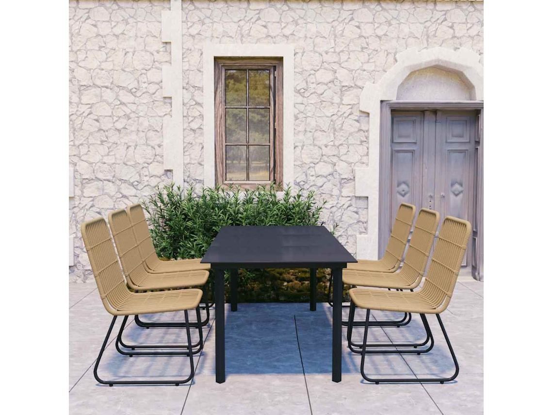Vidaxl 7 Pcs Conjunto De Jantar Para Exterior Vime Pe E Vidro