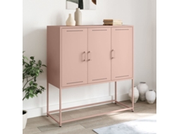 Vidaxl Aparador Alto 100,5x39x107 Cm Aço Rosa