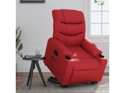 Poltrona reclinável elevatória couro artificial vermelho
