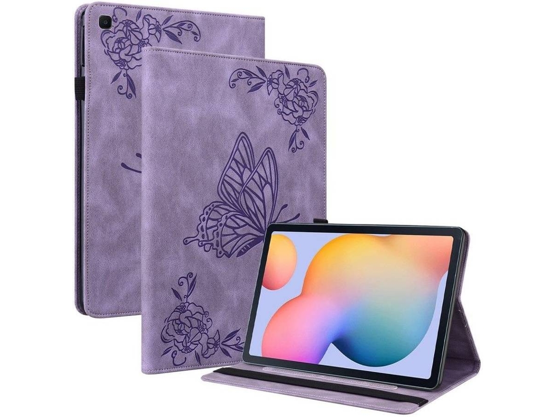 Elysve Capa Protetora Para Samsung Galaxy Tab S6 Lite 10,4 Polegadas 2020 Sm-p610/p615 Borboleta, Proteção Antiqueda, Cor Roxa