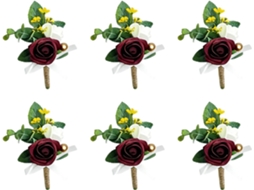 Conjunto de 6 Boutonnieres Artificiais para Casamento SFUSHOS