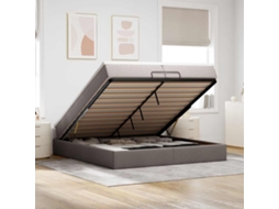 Vidaxl Estrutura Cama Otomana Com Colchões Tecido Cinzento 200x200cm
