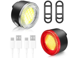 Conjunto De Luzes Bicicleta Cob Recarregáveis Via Usb, 4 Modos