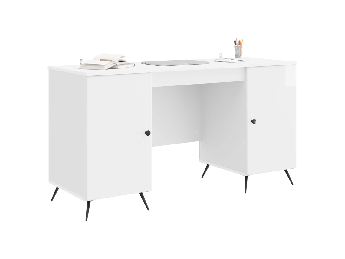 Maison Exclusive - Mesa Branco Brilhante 142,5 X 50 X 75 Cm Derivados De Madeira