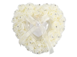 Almofada de Anéis de Casamento em Coração com Rhinestone Branco com MARCA