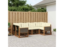 Vidaxl Conjunto De Sofás Para Exterior 6 Unid. Natural E Creme